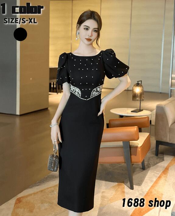 即日発送2025 タイトワンピース 姫系ワンピース　シンプル　ワンピース インポート ひざ丈 ミドル丈 エレガント　韓国ファッション シンプル Vネック パーティドレス 半袖　お嬢様 セクシー ミニワ