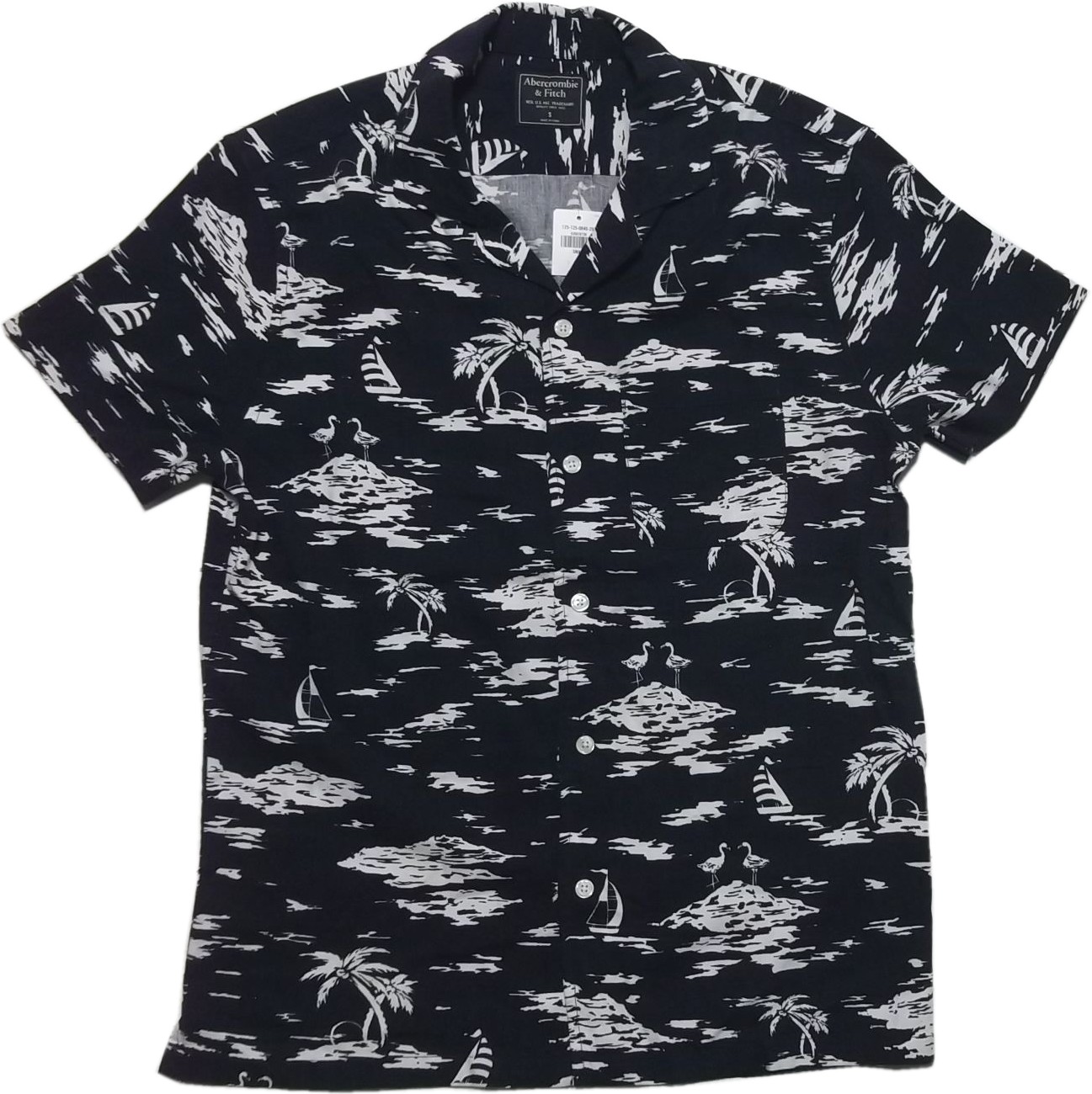 アバクロンビー&フィッチ 半袖 ハワイアンシャツ アロハ ネイビー Abercrombie&Fitch AF2-046