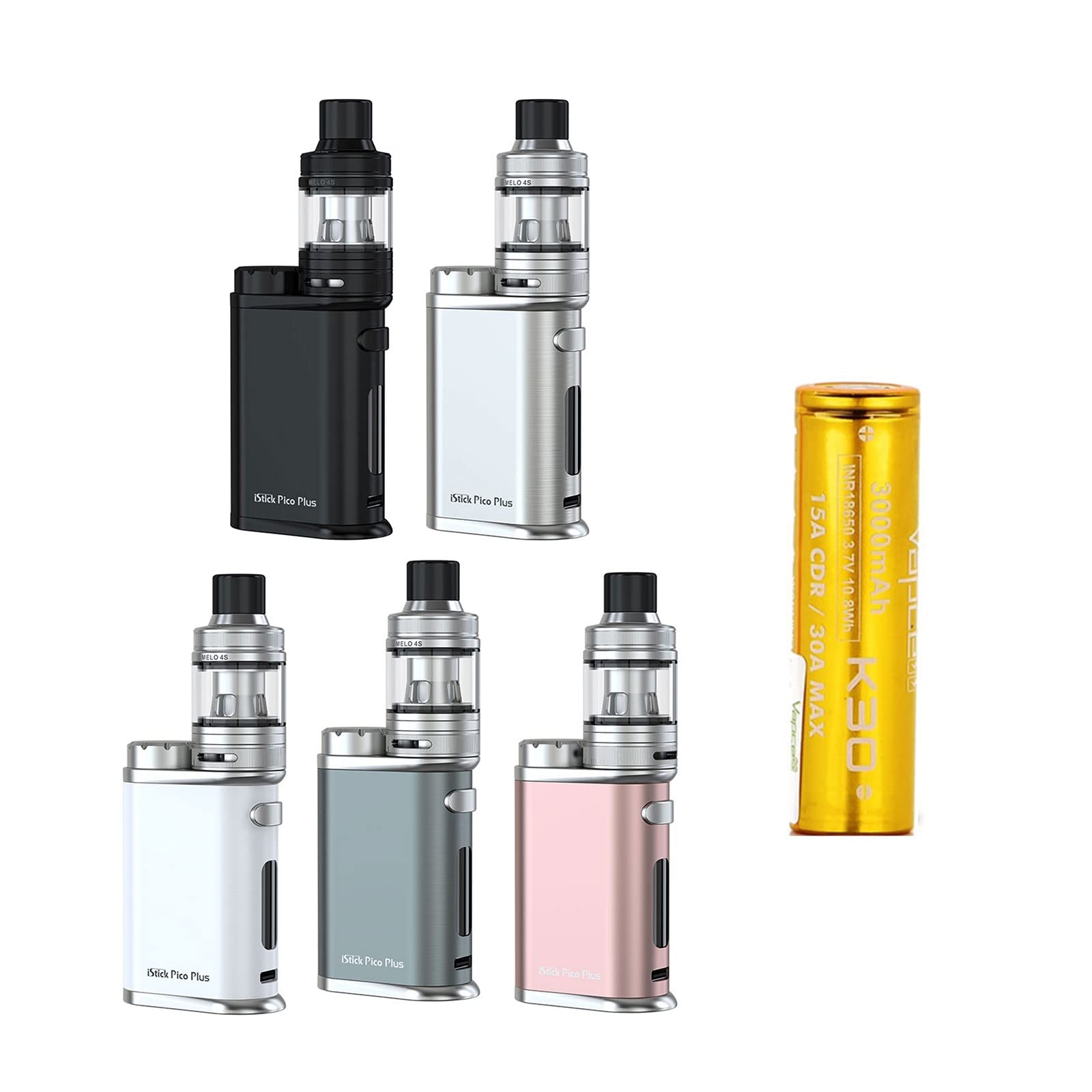 イーリーフ iStick Pico Plus Melo 4S スターターキット+3000mAh 18650 バッテリー 電子タバコ リキッドなし ニコチンフリー EC コイル べいぷ セット 電子タバ