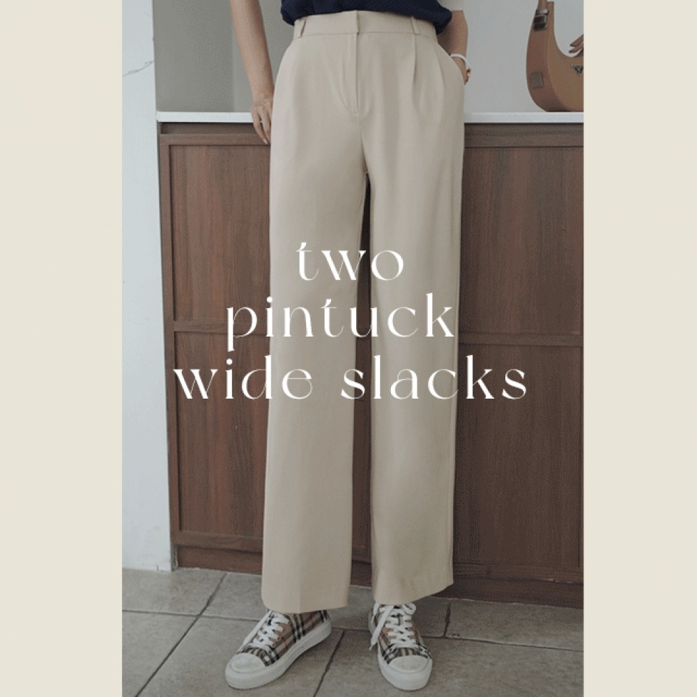 クリック&ファニーリンクルノーツーピンタックワイドスラックス [SMLサイズ]