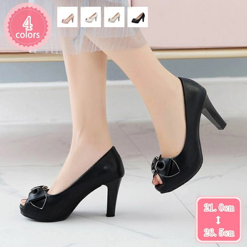 1000円OFFクーポン パンプス 痛くない 美脚 太ヒール ストーム オープントゥ 結婚式 レディース 歩きやすい 7センチヒール 厚底 疲れない ハイヒール 春 夏 秋 冬 走れる 女性 大人 小 14,697円