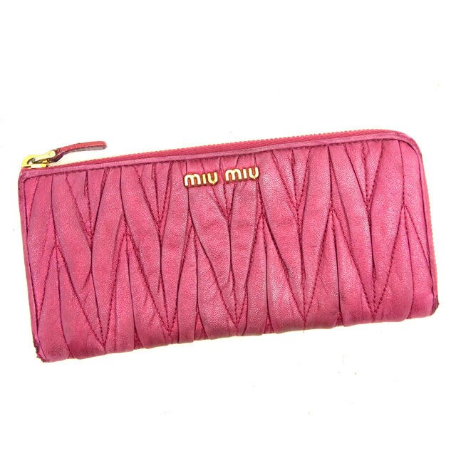 長財布 L字ファスナー マテラッセ ピンク 中古