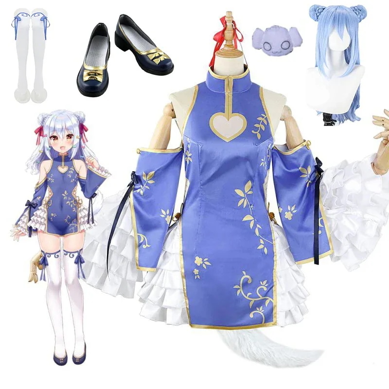 バーチャル YouTuber VTuber 犬山たまき 衣装＋髪飾り＋靴下＋尻尾 ウィッグ 靴 追加可 チャイナ衣装 コスプレ衣装 チャイナドレス 中華服 いぬやまたまき コスプレ 衣装