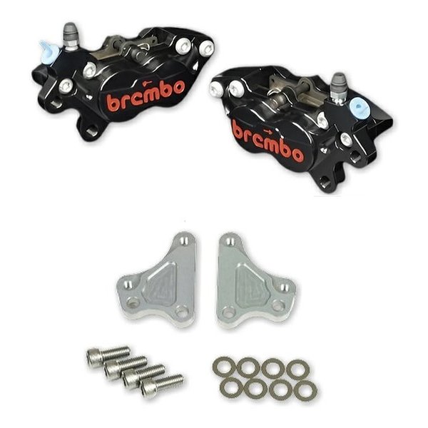 WORKS QUALITY brembo40ミリキャリパーサポート・キャリパーセット 左右/黒/赤ロゴ WQ28-10027SV