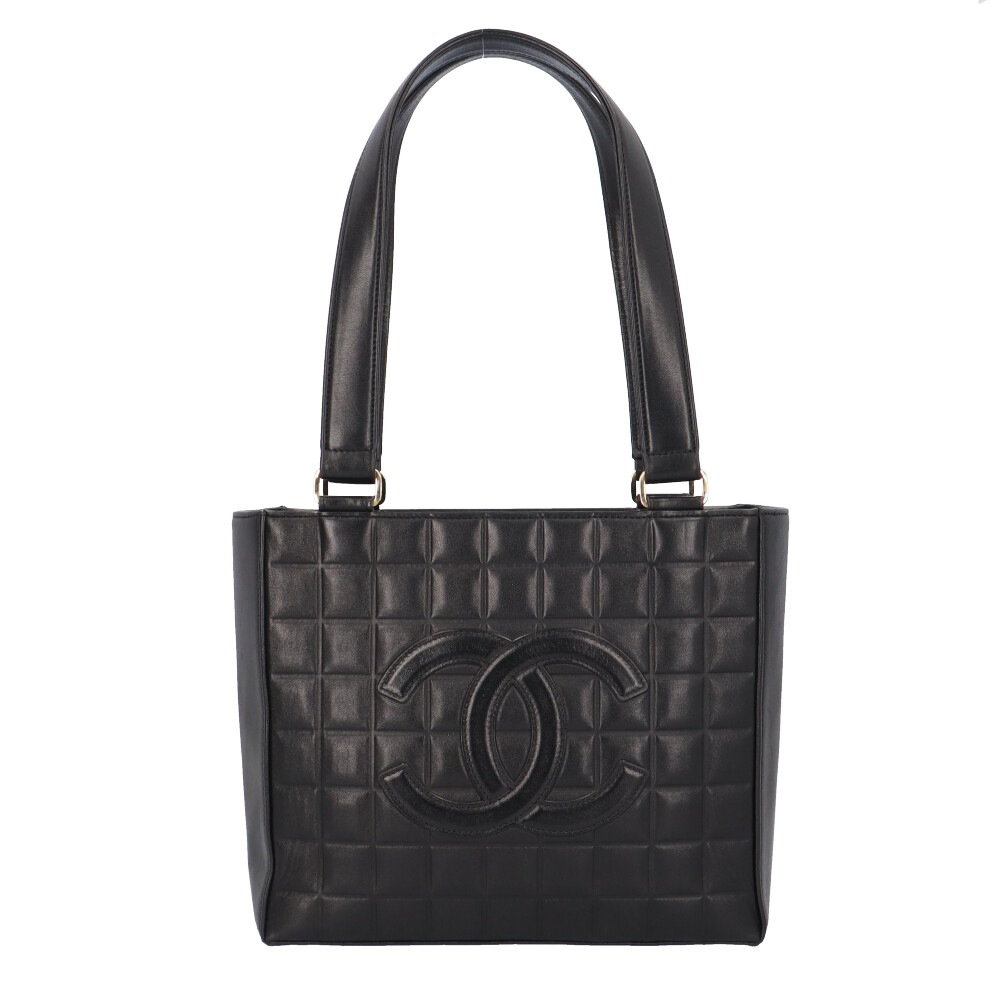 シャネル チョコバー ショルダーバッグ ラムスキン ブラック CHANEL 中古