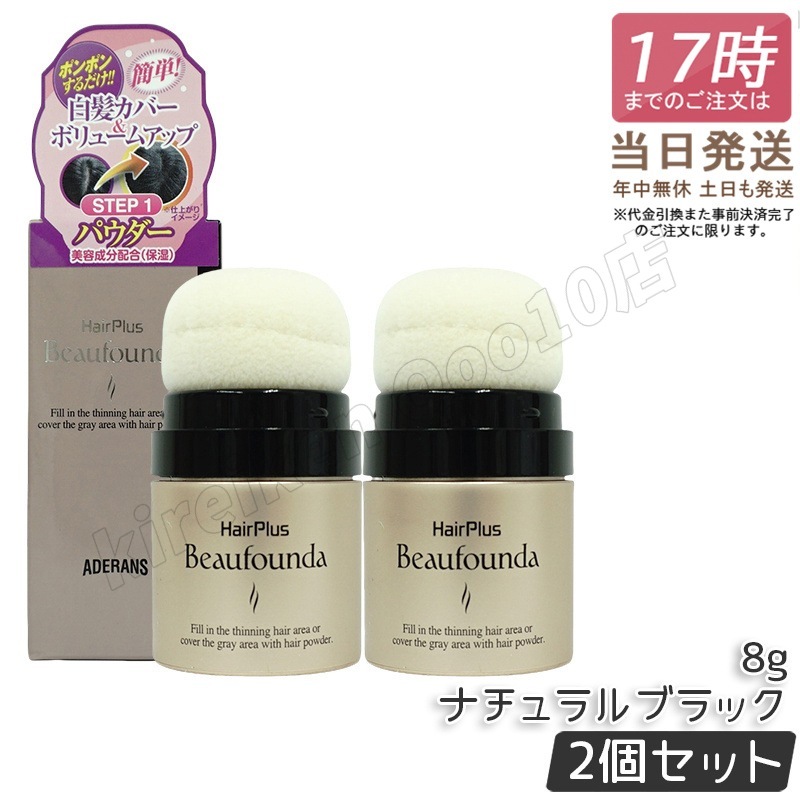 【2個セット】 ヘアプラス ビューファンデパウダー ナチュラルブラック 8g