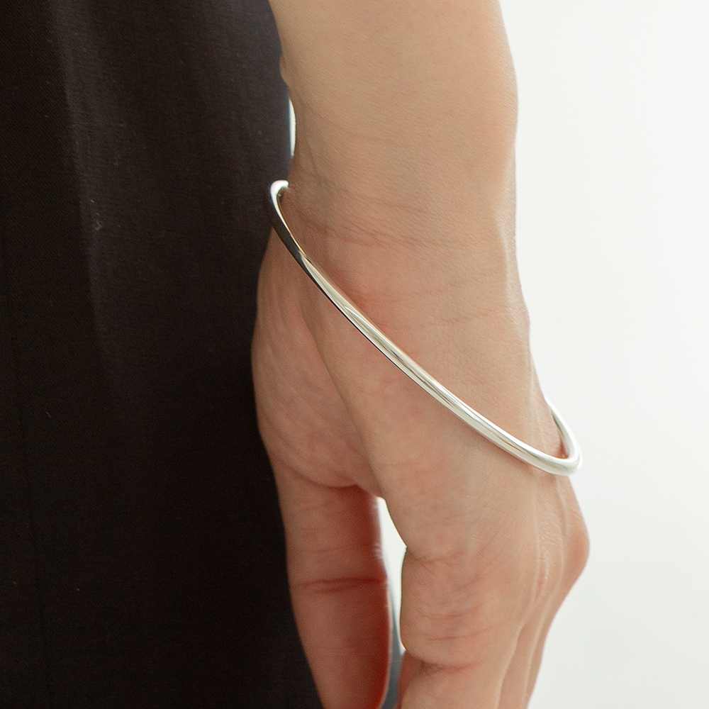 LUNNE シルバー 925 3mm ポイントバングルブレスレット #LSB15