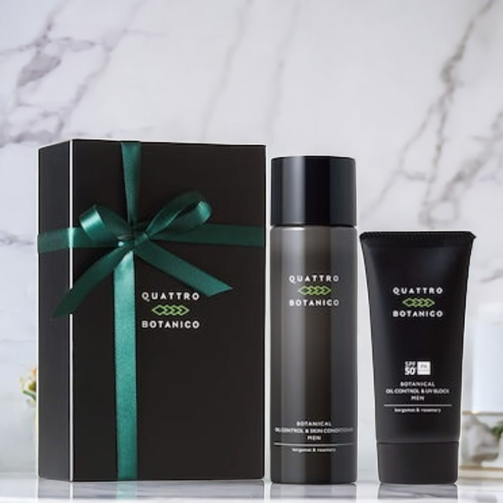 クワトロボタニコ ボタニカル 化粧水 ＆ 日焼け止め セット プレゼント （ メンズ ギフトセット ） 男性 オールインワン UV スキンケア 男性化粧品 ラッピング付き バレンタイン