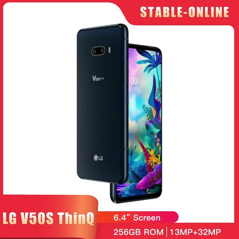 18483.0 30% OFF携帯電話5g lte,LG V50Sインチ画面,スマートフォン,8Gbおよび256Gb,v510n,Android, 32MPカメラ,4g,指紋リーダー,オリジナル