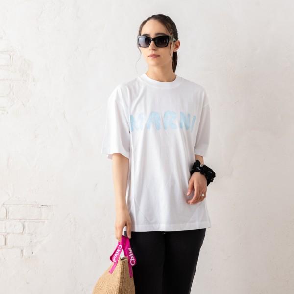 Tシャツ カットソー クルーネック ロゴ ホワイト レディース THJET49EPH USCS11 L4W01
