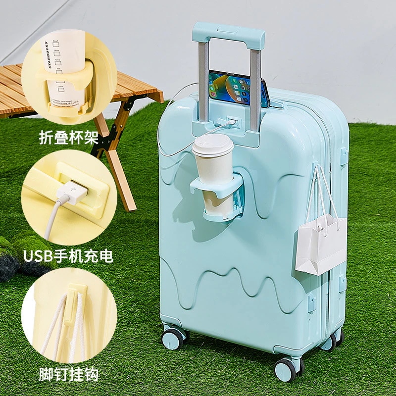 2025年新作アイスクリームスーツケースユニバーサルホイールトロリーケース小型学生軽量で丈夫な搭乗スーツケース