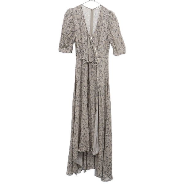 ヴィスコース フラワープリント 5分袖 ワンピース グレー系 FWFO221049 レディース