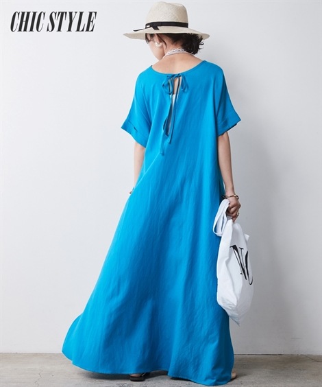 ロング・マキシ丈/半袖 レーヨン麻2WAYフレンチスリーブマキシワンピース 大きいサイズ有 シックスタイル 7,444円