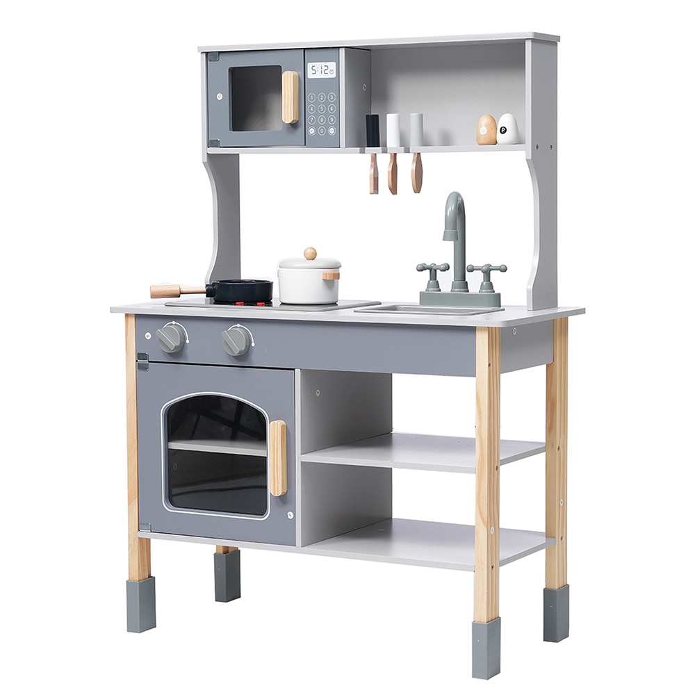 ままごと キッチン 木製 ままごとセット 誕生日 台所 知育玩具 子供用 子供 収納 まねっこ コンロミニキッチン おもちゃキッチン キッズ ベビー プレゼント 子供【グレー】