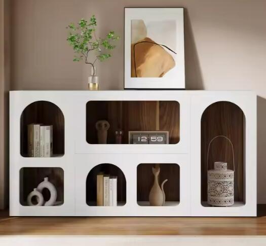 玄関テーブル　玄関キャビネット　ホワイトソファテーブル収納キャビネット　玄関テーブルクリーム風本棚　ホーム家具