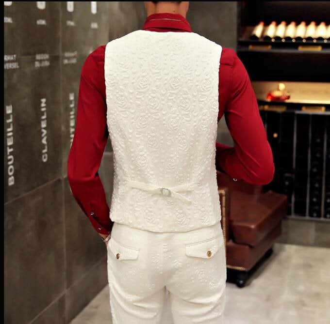 ホワイト 高品質 タキシードスーツ 格好いいスーツ メンズスーツ3ピース スリムスーツ メンズセット 10,786円