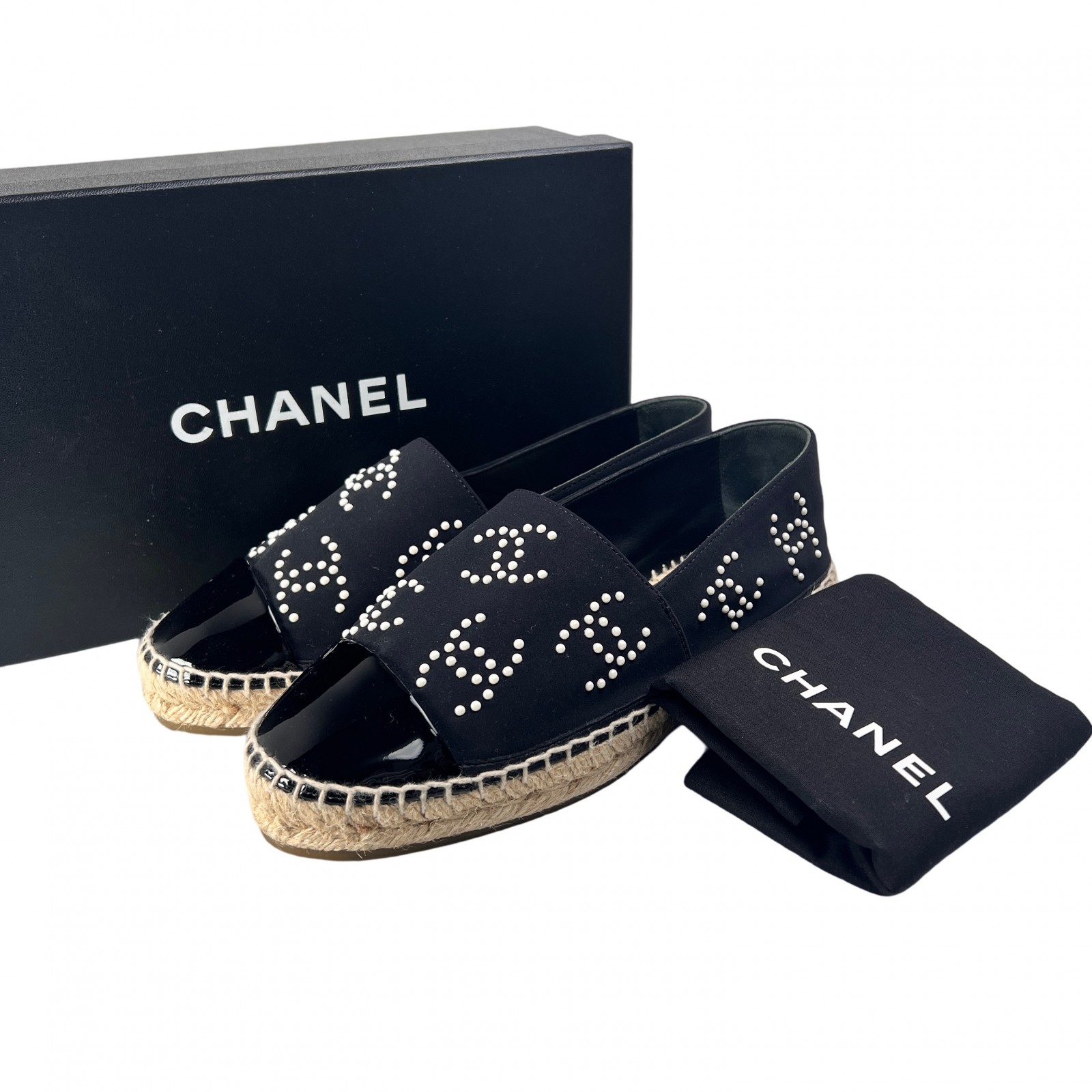 CHANEL シャネル エスパドリーユ　スリッポン ココマーク　SIZE37 シューズ 黒 A-13501