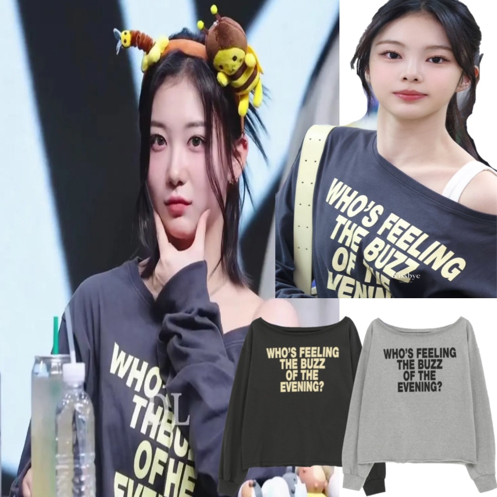 Hearts2HeartsI AN着用/tripleS Kaede 着用/リッツ ボートネックプリンティング 長袖Tシャツ