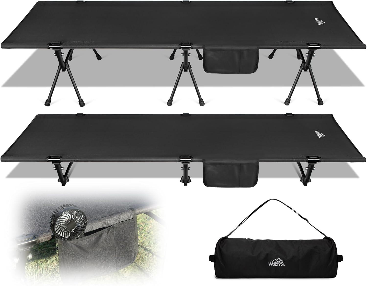 コット キャンプ 2way 軽量 【高密度1000Dオックスフォード・寝心地も耐久性もあり】 150KG高耐荷重 折りたたみ wolfyok outdoors アウトドアベッド 寝心地 通気性