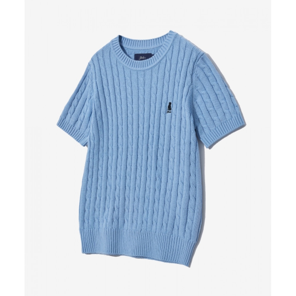Yale レディースヘリテージダンケーブルショートスリーブラウンドニットスカイブルー 7,628円