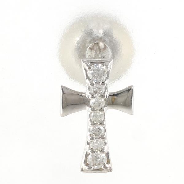 K10 10金 WG ホワイトゴールド ピアス(片耳) ダイヤ 総重量約0.2g ジュエリー 中古