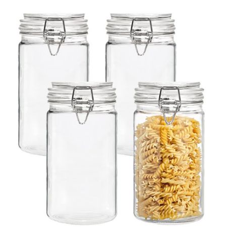 チャイナダ 多用途 密閉 ガラス瓶 薄型 1200ml 4本