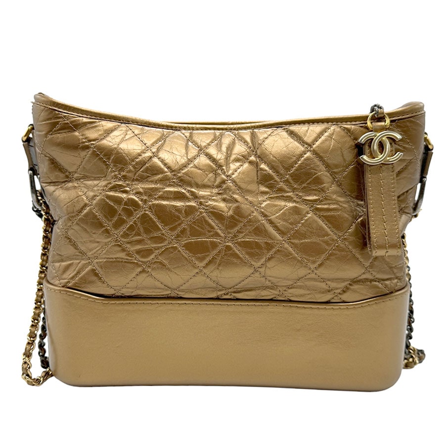 シャネル CHANEL ショルダーバッグ ガブリエル レザー ブロンズ レディース n0025