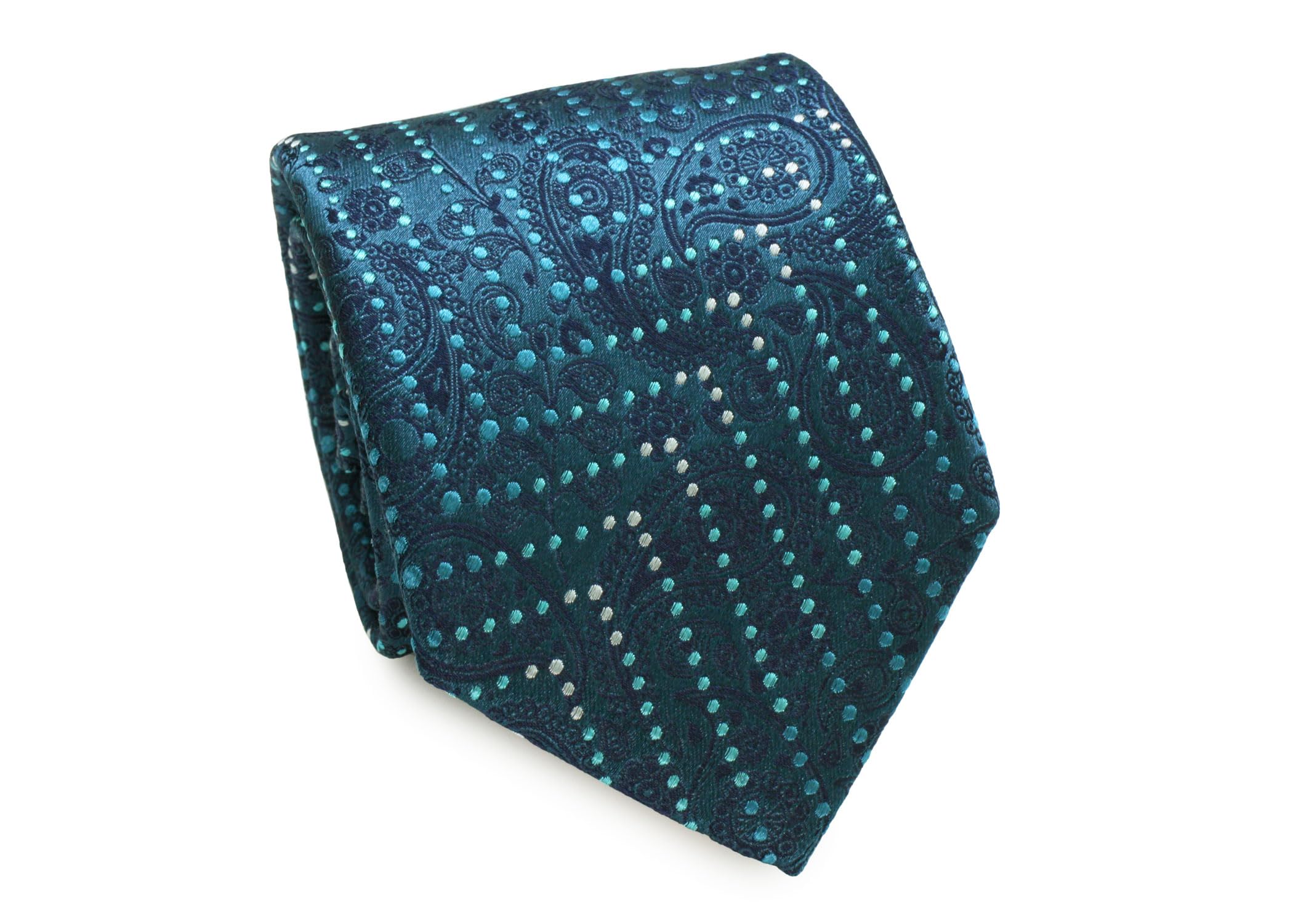 [SIMON CARTER] サイモンカーター ペイズリー シェブロン ストライプ シルクネクタイ（ブルーグリーン）