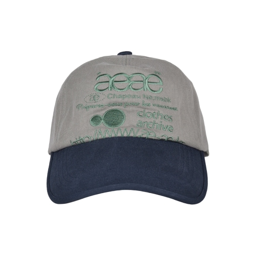 【AEAE】 WEB LOGO 5 PANNEL BALL CAP - [GREY/NAVY] キャップ 正規品