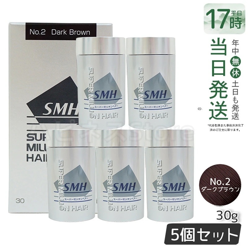 【5個セット】　ルアン スーパーミリオンヘアー 30g No.2 ダークブラウン 髪 頭 薄毛隠し 薄毛 分け目 つむじ ボリューム ふりかけ