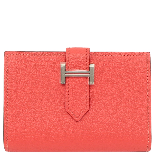 エルメス HERMES カードケース ベアン シェーブル ローズテキサス シルバー金具 新品 未使用 名刺入れ B刻印（2023年製） 【箱】【中古】