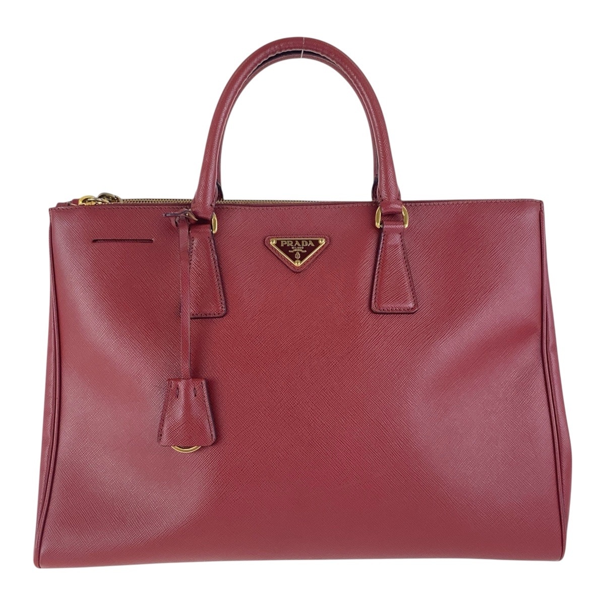 ガレリア サフィアーノ 三角ロゴプレート レッド ゴールド金具 レザー トートバッグ ハンドバッグ レディース 501998