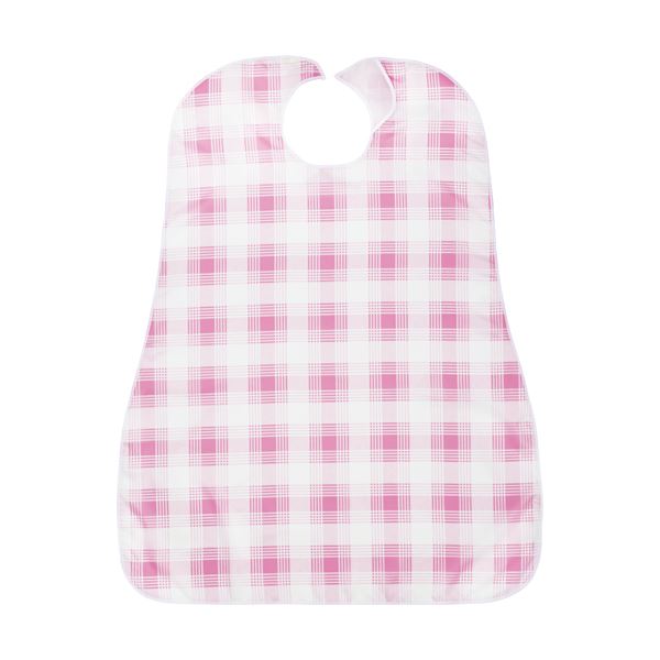 （まとめ）カネモ商事 LOr食事用エプロンピンクチェック 1枚[x5セット]