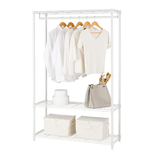 ドウシシャ ルミナス ラテ ハンガーラック ワードローブ ホワイト 白色 3段 幅110 おしゃれ