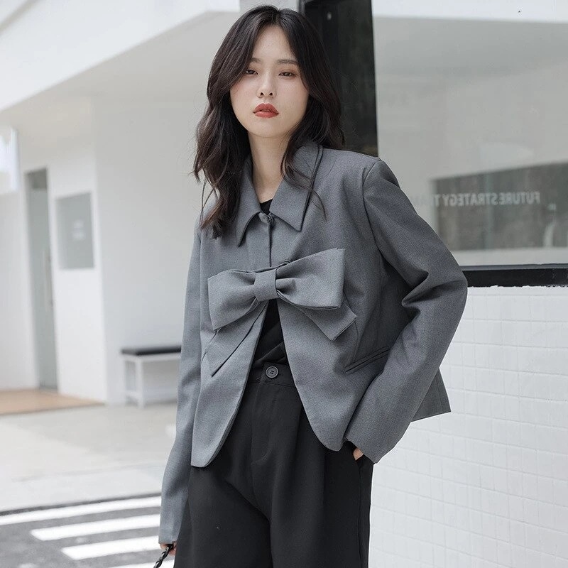 送料無料 春ジャケット スーツ テーラードジャケット スーツジャケット トップス 韓国ファッション ル 蝶結び770