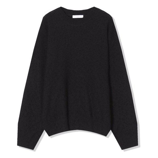 メンズ秋のカジュアルベルベットオーバーフィット長袖ニットTシャツ AC-KN-Q052-ブラック