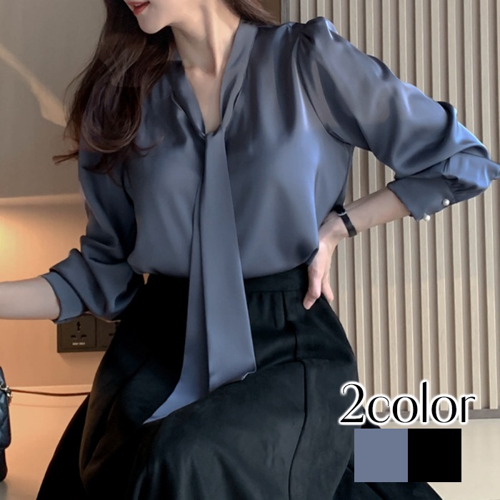 ブラウス レディース 春 パーティー ボウタイリボン きれいめ