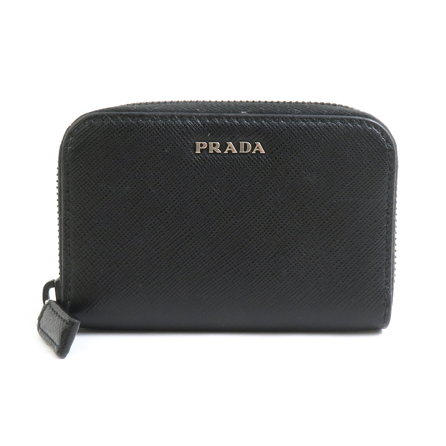 プラダ PRADA コインケース レザー ブラック シルバー ユニセックス w0893a