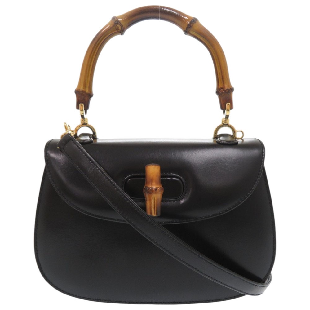 美品 2WAY バンブー 000 46 0188 ハンドバッグ レザー ブラック 0257【中古】 レディース
