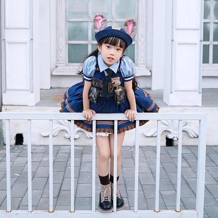 【1枚購入で20% OFF】コスプレワンピース ウサギ警官 二次元 かわいい 全服 子供 春夏ワンピース ロリータ女の子プリンセス 