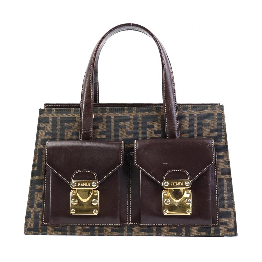 フェンディ FENDI ハンドバッグ ズッカ キャンバス/レザー ブラウン ゴールド レディース e59232k
