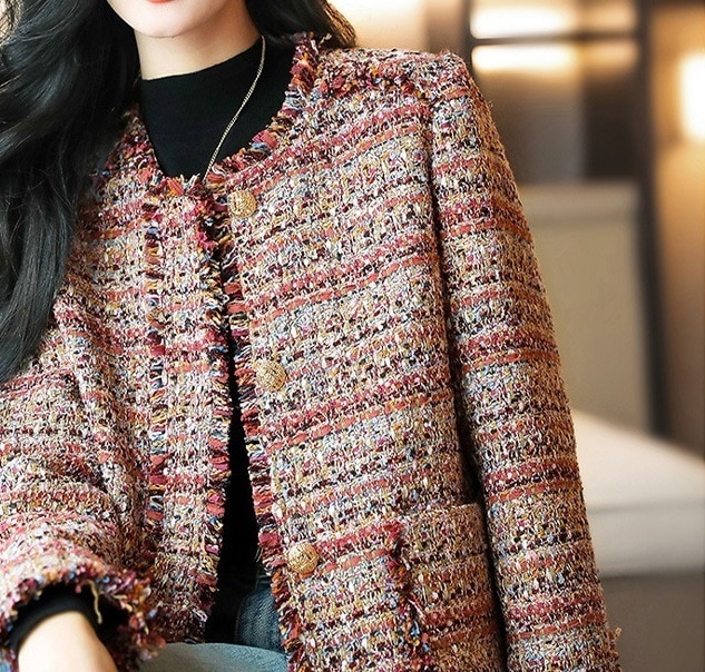 ツイードジャケット 春 チェック柄 ツイード ショートトップ インスタ映え 韓国 レディース オルチャン アウター 袖あり 長袖 春 秋 入学式 入園式 卒業式 卒園式 謝恩会 10代