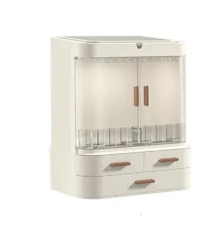 Lミラー化粧品収納ケースライト付きミラー付きデスク化粧品収納ケーススキンケアアクセサリー棚 5,277円