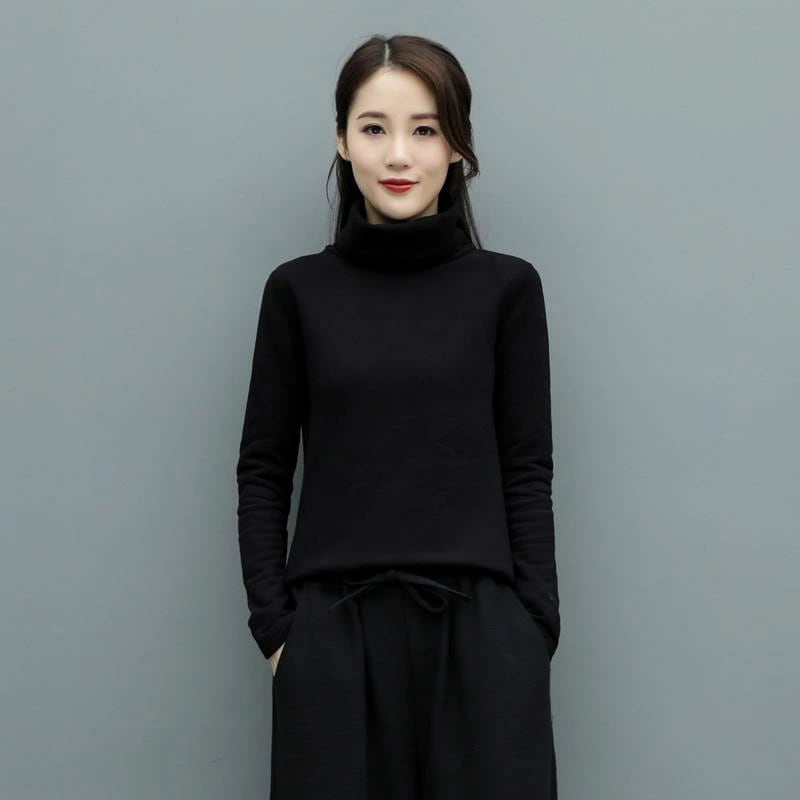 ハイネック プルオーバー シャツレディース 秋冬 長袖 ショート ブラック トップ レディース インナー スリムフィット レトロ ハーフ レディース