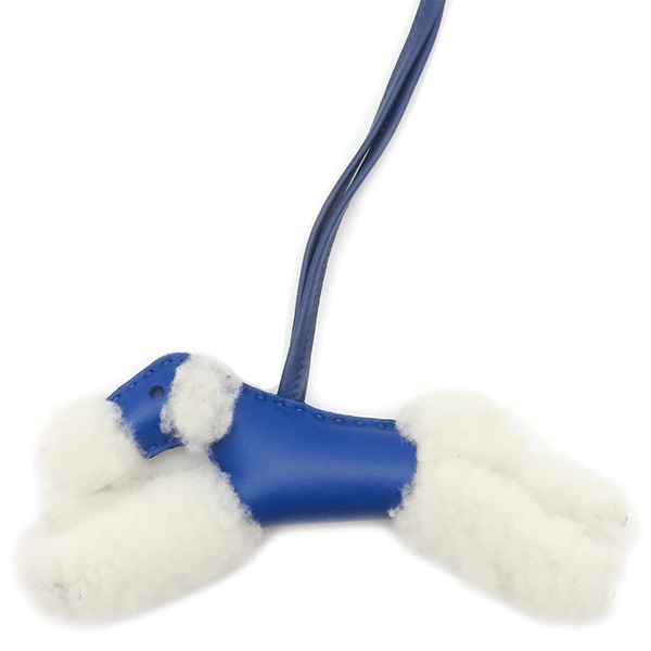 エルメス バッグチャーム バディ ムートン アニョーミロ ブルーフランス×ブルサフィール 青 U刻印 【箱】【中古】