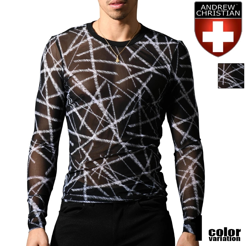 AndrewChristian/アンドリュークリスチャン Naked Truth Capsule See-Through Long Sleeve Tee Tシャツ長袖 メンズ ファッション トップス
