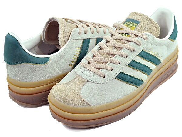 ガゼル ボールド ウィメンズ クリームホワイト カレッジグリーン マジックベージュ レディース スニーカー 厚底
