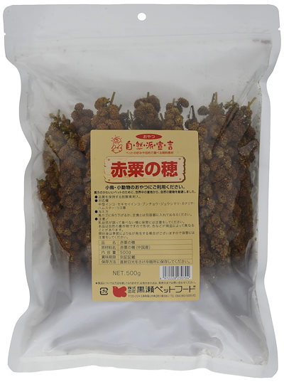 他サイト： 黒瀬ペットフード　自然派宣言　赤粟の穂　５００ｇ　おやつ　ハムスター　リス　モモンガ　鳥　ＣＲＣ55―23―10―00―00の商品画像