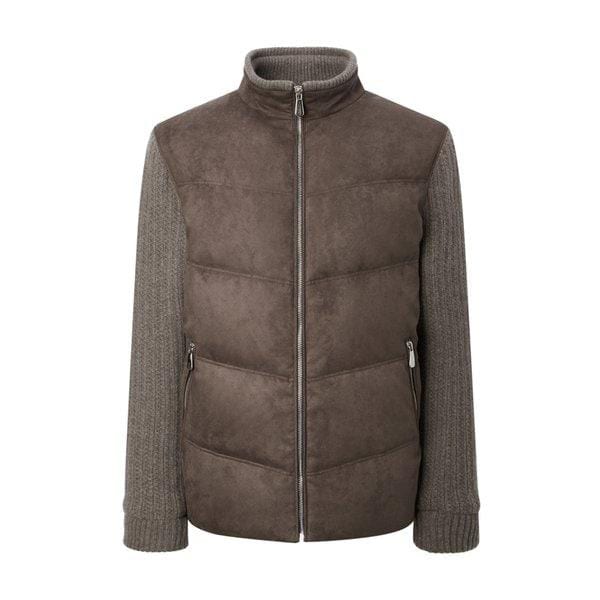 [24FW] [IMPORTED FABRIC] ニット配色スエードグースダウンジャンパー DMJU4DC42S3