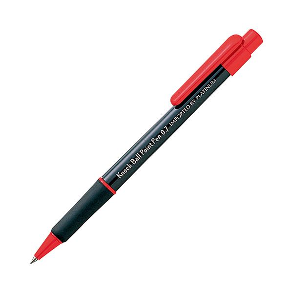 (まとめ) TANOSEE ノック式油性ボールペン 0.7mm 赤 業務用パック 1箱（10本） (×30セット)筆記具